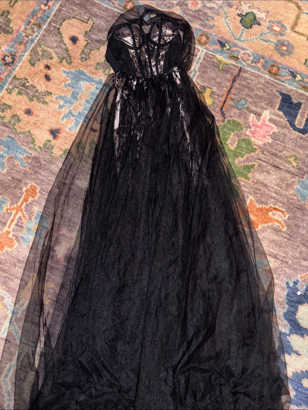 FAERIESTY | XS | one shoulder mesh overlay lace and tulle party dress - Picture 2 of 3